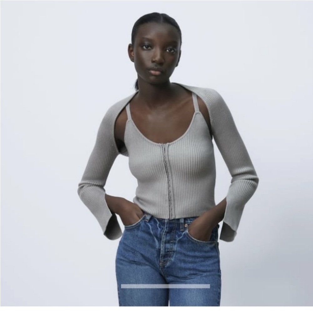 Zara Gray Crop Sweater Top